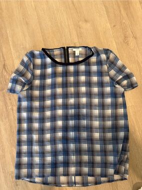 Ocasion Blue and Gray Plaid Short-Sleeve Shirt